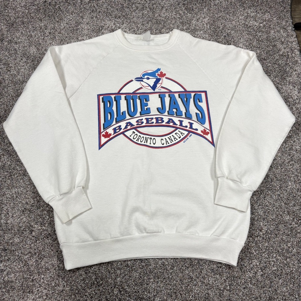 Vintage Toronto Blue Jays Sweatshirt White Good 1988 MLB Baseball Raglan